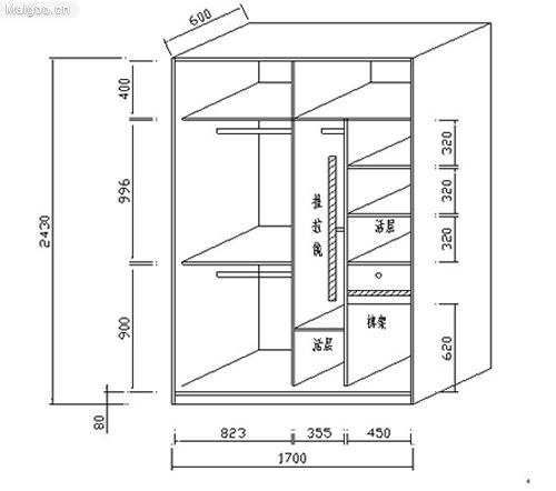 根据我国国家标准gb3327-82规定,标准的衣柜尺寸包括一下几点:平开门