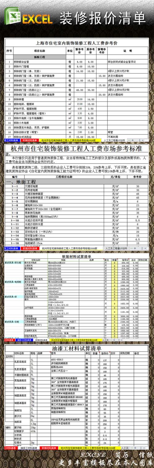 室内装潢报价单装修报价明细