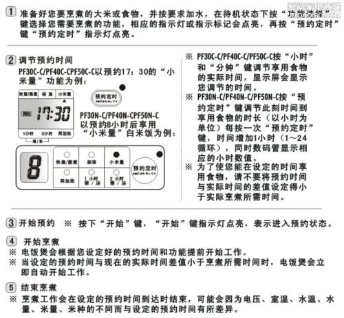 奔腾电饭煲使用说明书图片