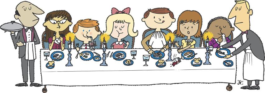 西方餐桌礼仪卡通图片