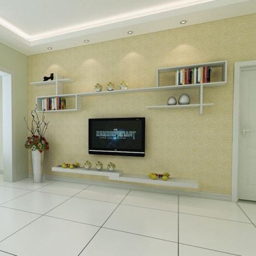 造型美观实用的电视墙设计置物架电视墙背景效果图